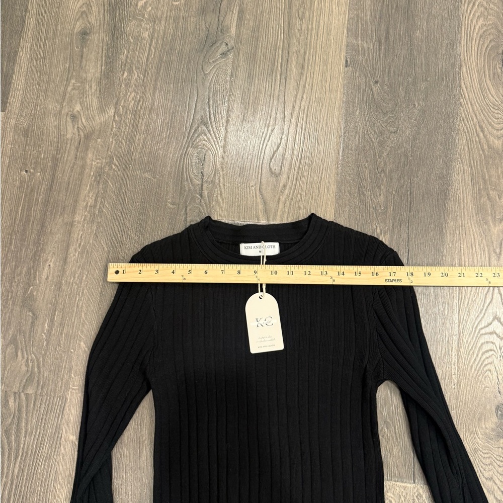 Black Ribbed Long Sleeve Top - Picture 8 of 8